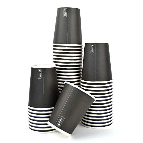 pz 100 bicchiere nero 9oz (266 ml) in carta alto 9,5 x diametro 7,5 per caffe