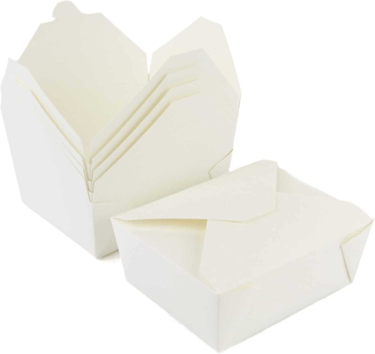 pz 20 food box in carta bianchi 11x9x6,5h cm con coperchio richiudibile ideale per l'asporto 
