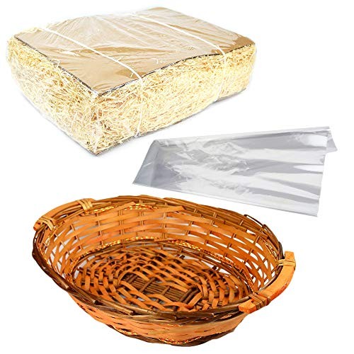 pz 1 cesto grande 50 x 37 x 13 cm + 500 gr paglia + pz 2 fogli plp 100 x 130 cm per confezioni di natale