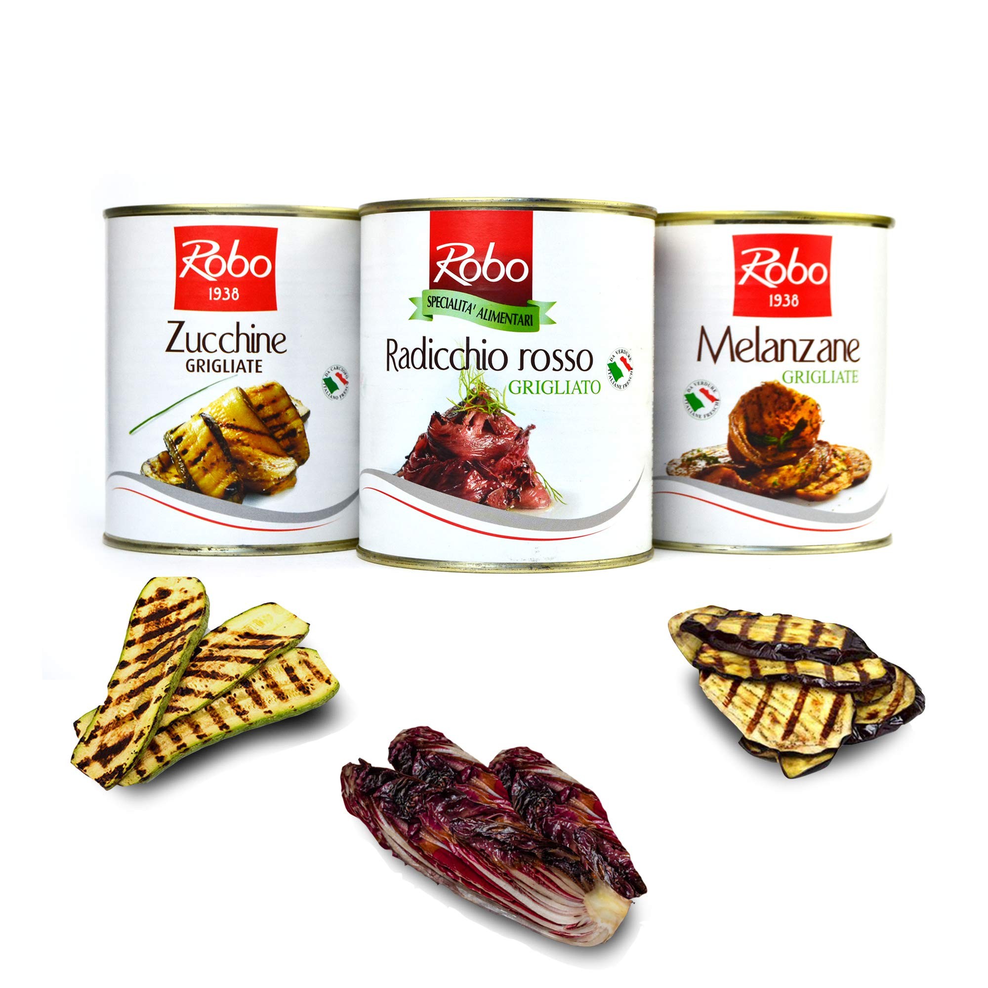 tris di verdure grigliate radicchio rosso 700 gr + melanzane 750 gr + zucchine 780 gr ideali per aperitivi e apericene