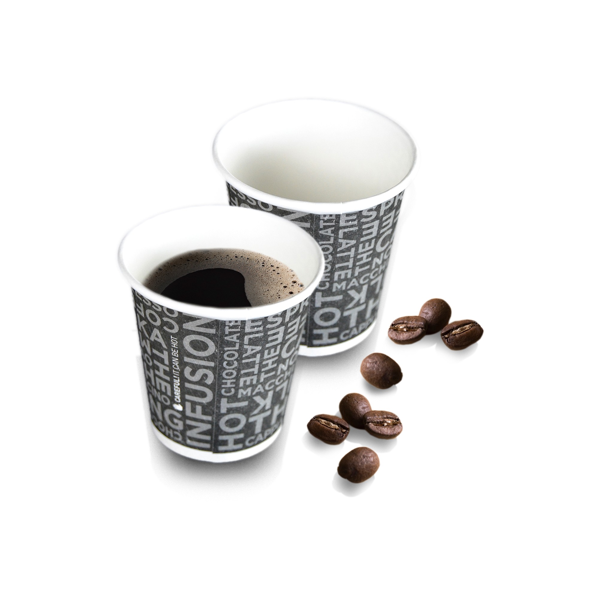 PZ 100 Bicchieri nero black da caffè da cl 8 (3 Oz) in cartone per bevande calde