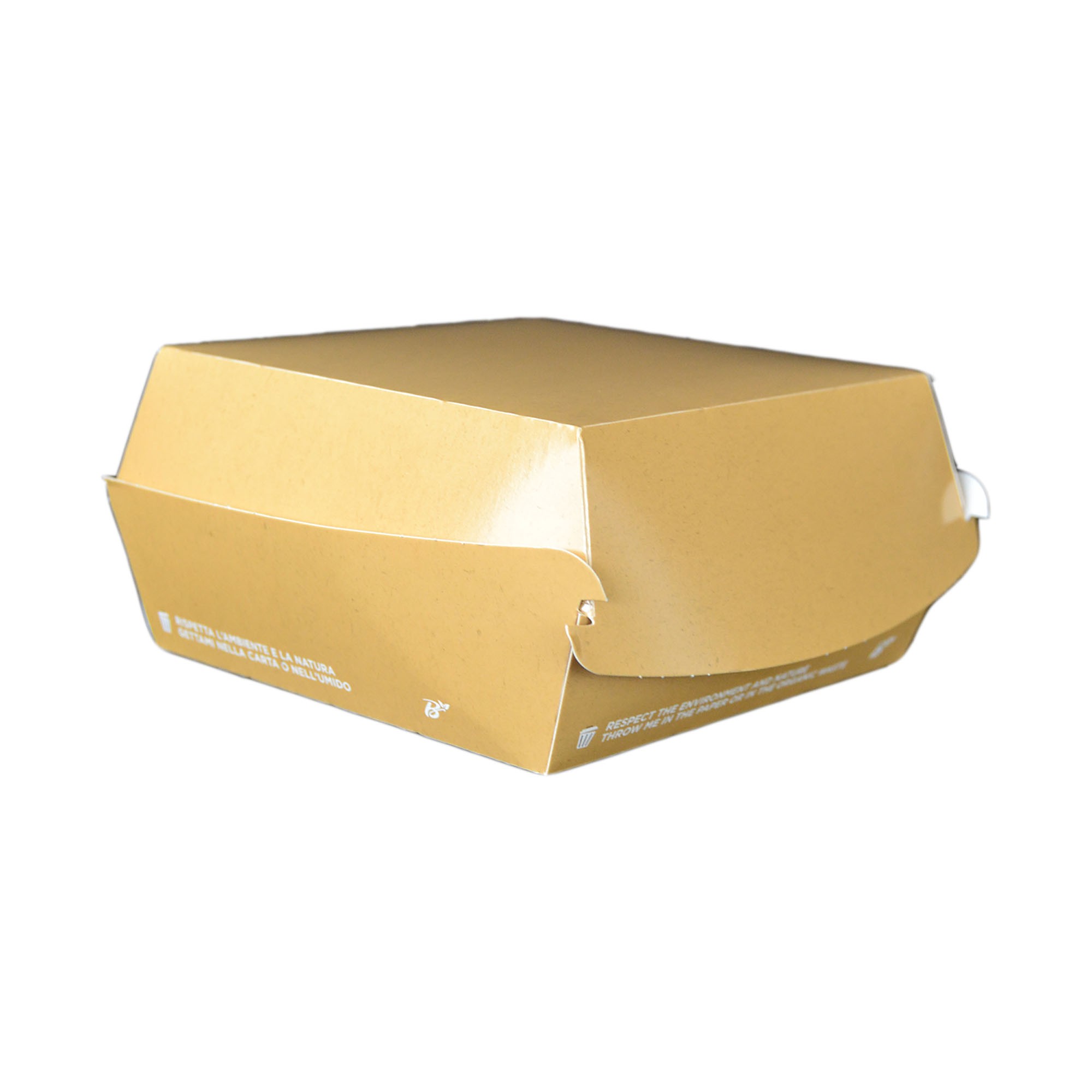 PZ 50 Box panino medio 12 x 12 x 7 cm in cartoncino color avana ideale per asporto di panini e fritti