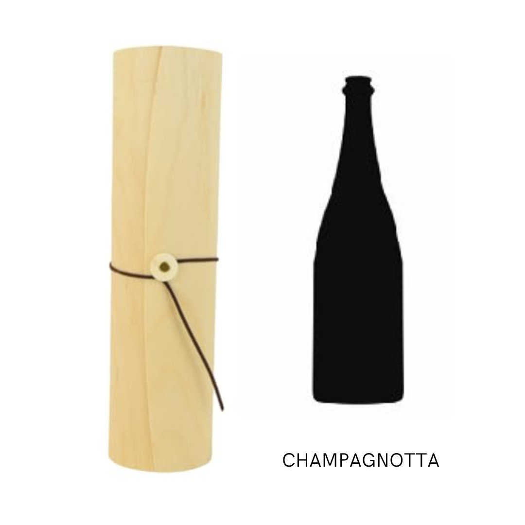Pz 1 portabottiglie astuccio balsa champagnotta diametro 9 cm altezza 34,5 cm per regalo bottiglie
