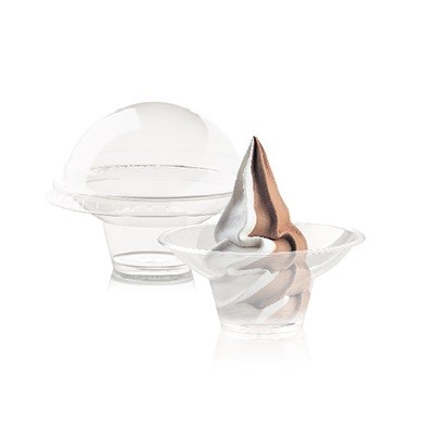 PZ 100 Coppetta trasparente Goyo da cc 100 + coperchio a cupola per yogurt, dessert, dolci, mousse semifreddi