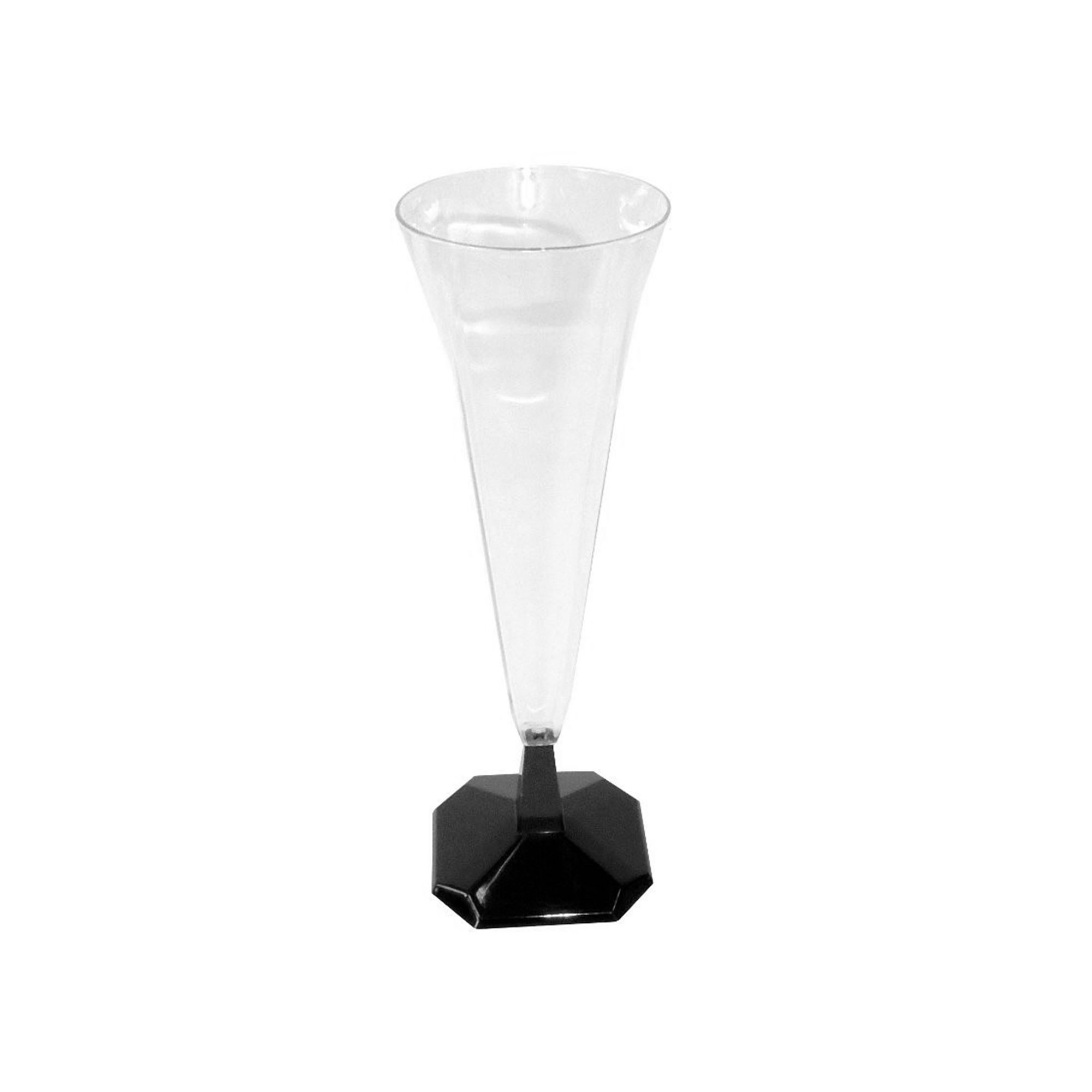 PZ 48 Calice flute in plastica diamante base nera per vino prosecco e champagne