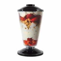 pz 100 coppa yogurt di plastica trasparente cc 200 + base nera ideale per yogurt, frappe', semifreddi e mousse 