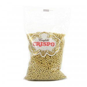 500 gr di confetti sferici oro crispo ideale per decorare torte, pasticcini, biscotti, dessert, dolci e gelati