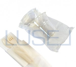 PZ 50 posate bio in busta biodegradabile + pz 50 bicchiere 200 ml bio in busta