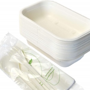 pz 25 vaschetta bio bianca 500 ml bio + pz 25 coperchi + pz 25 posate bio