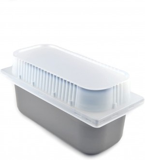 pz 25 vaschetta gelatiera 5lt grigia (bordo rovesciato) per gelato misure 360 x 165 x (h) 120 mm + coperchio alto trasparente